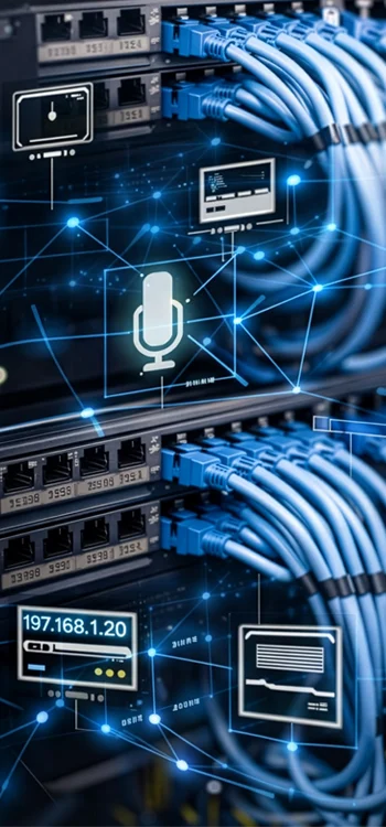Networked audio cabling and patch panel Network audio cabling and patch panel graphic