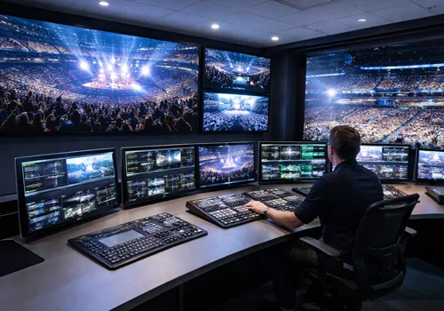 Large venue video display integration Large-scale LED video display system integrated in a venue environment for live events and visual communication.