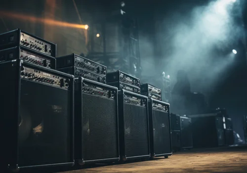 Professional venue audio system installation Professional audio system installation providing distributed sound coverage in a large venue environment.