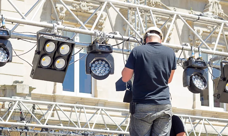 Rigging Control Installation technicians operating rigging control system during setup