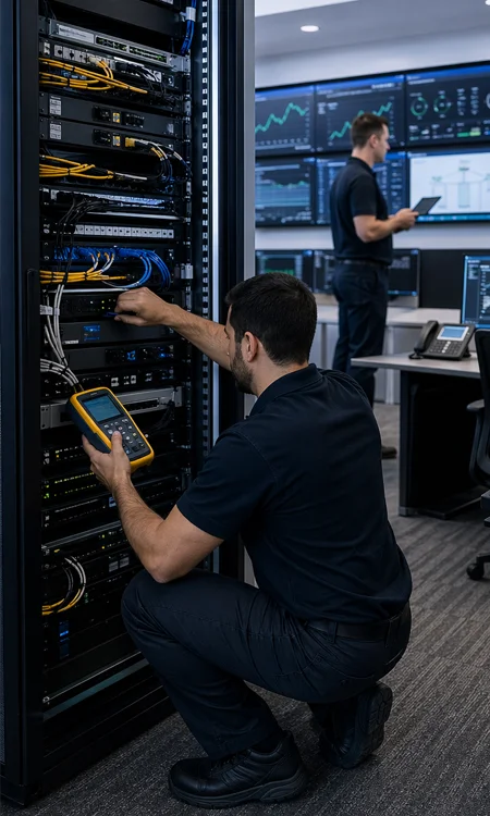 Shared visibility across the room Multiple operator positions and shared displays inside an emergency response control room